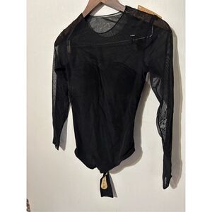 Brand New Popilush Women's Small Black Lace Sheer Bodysuit Shapewear Long Sleeve